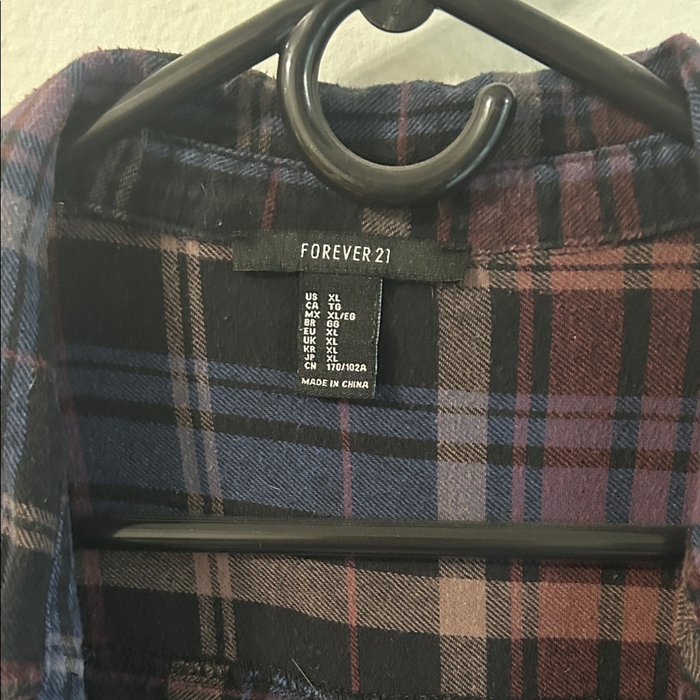 Forever 21 Multicolor Long Plaid Button Up - Picture 2 of 2